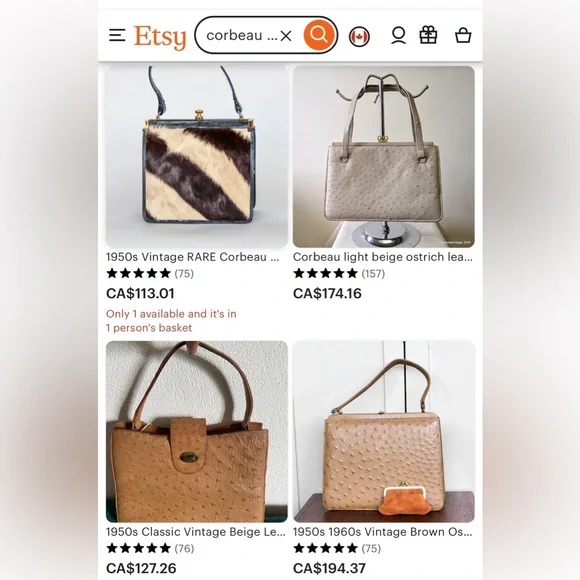 NWT Vintage Corbeau Curio Ostrich Kisslock Clutch - Picture 9 of 11